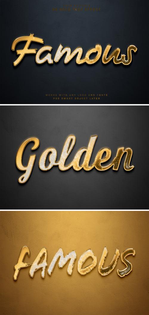 Old Gold Text Effect with 3D Glossy Style Mockup