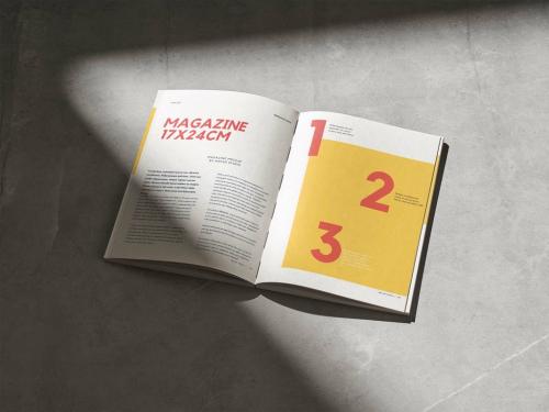 Open Magazine or Book Mockup Hard Light