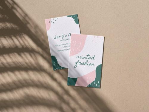 Vertical Business Card Mockup with Shadows