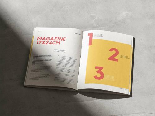 Open Magazine or Book Mockup with Shadow