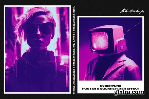 Cyberpunk Photo Square and Poster Effect FN5MP3U