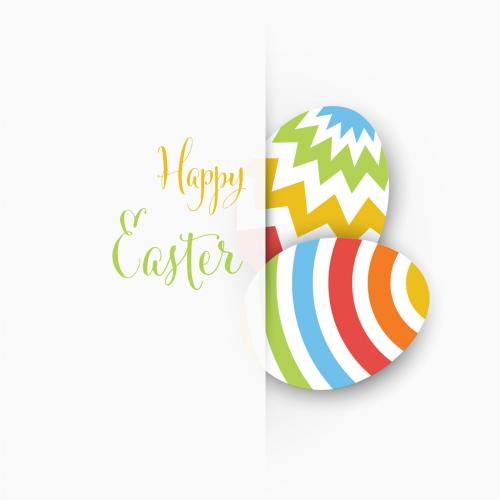 Simple Easter Card Template with Paper Decorated Easter Eggs