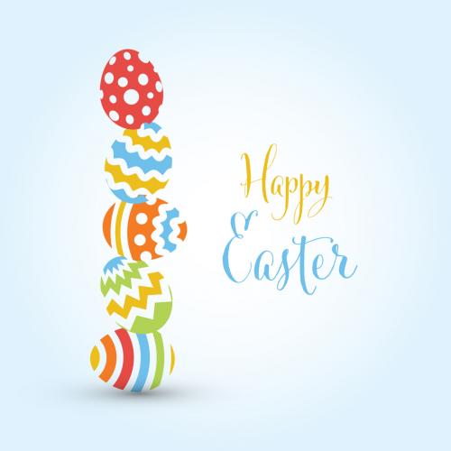 Simple Easter Card Template with Decorated Easter Eggs