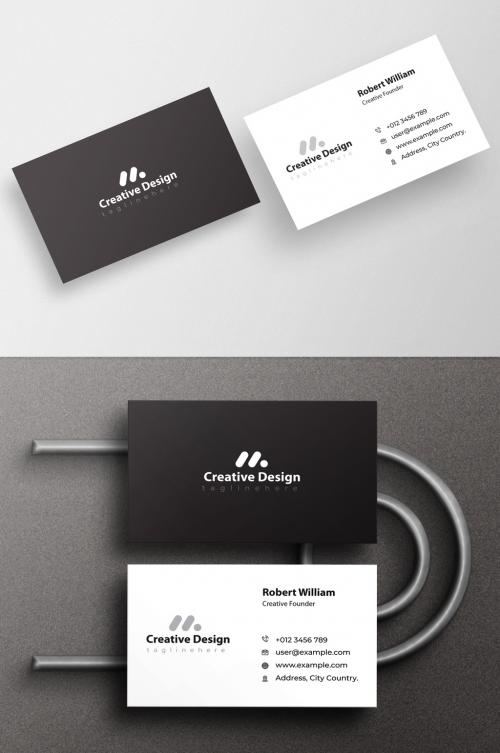 Black and White Clean and Simple Business Card Layout