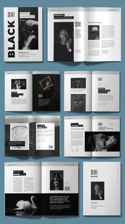 Black Photo Portfolio Magazine with Photography Album/Book