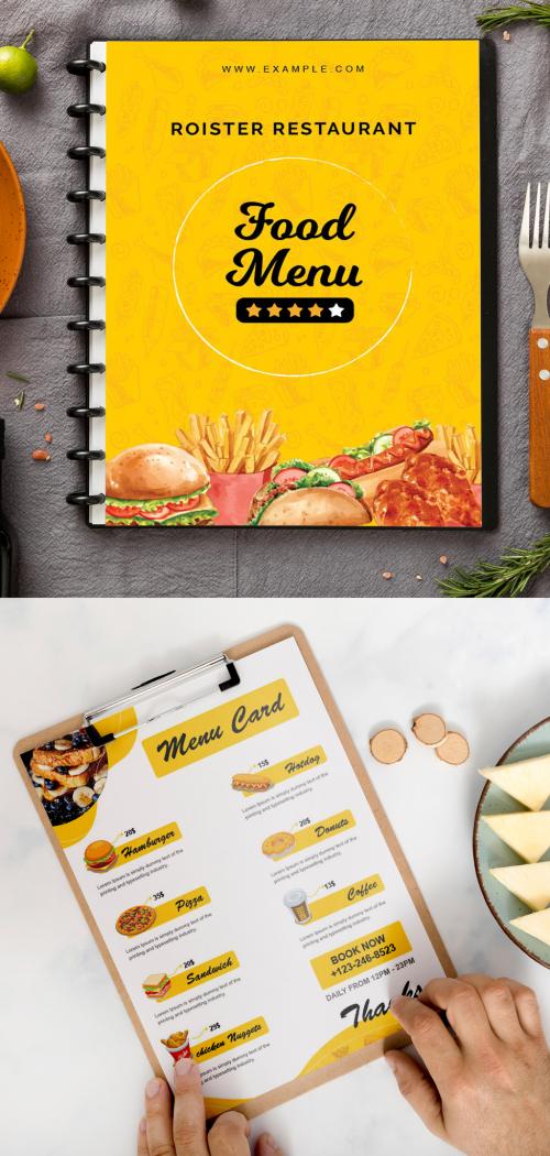 Restaurant Food Menu with Yellow Background