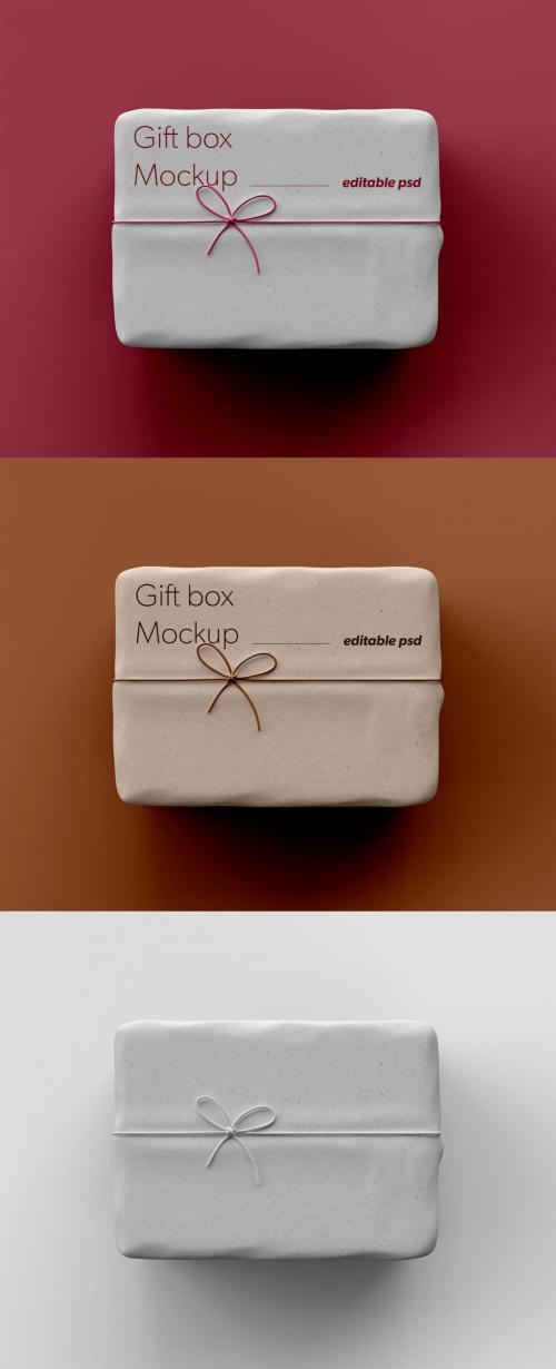 Top View of Square Gift Box Mockup