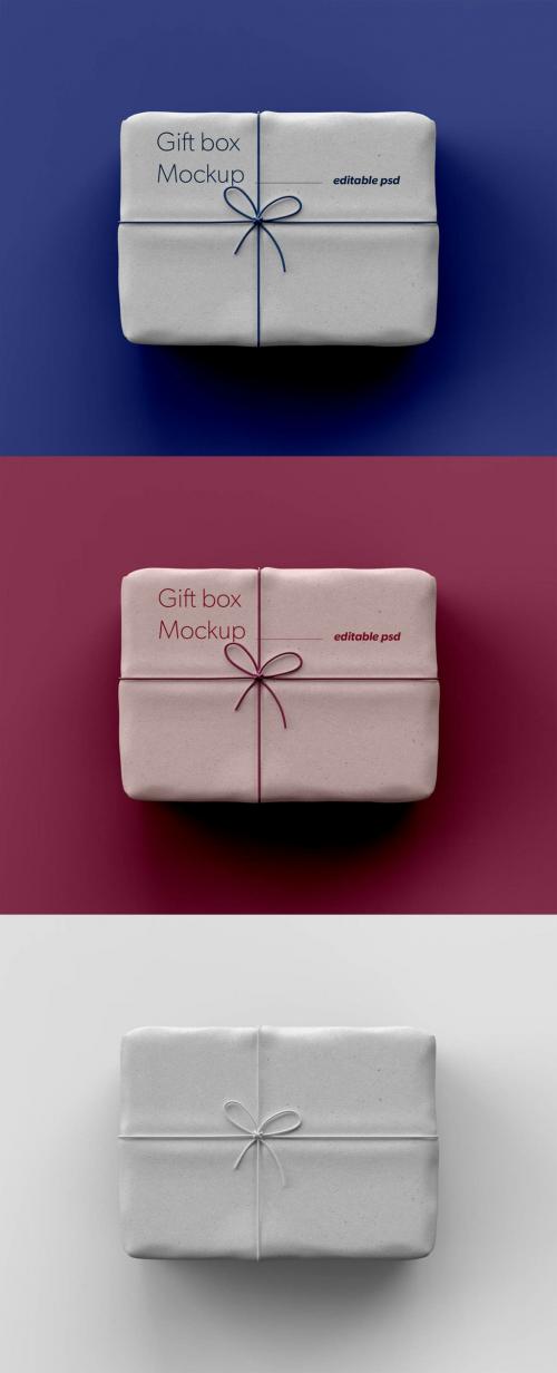 Top View of Gift Box Mockup