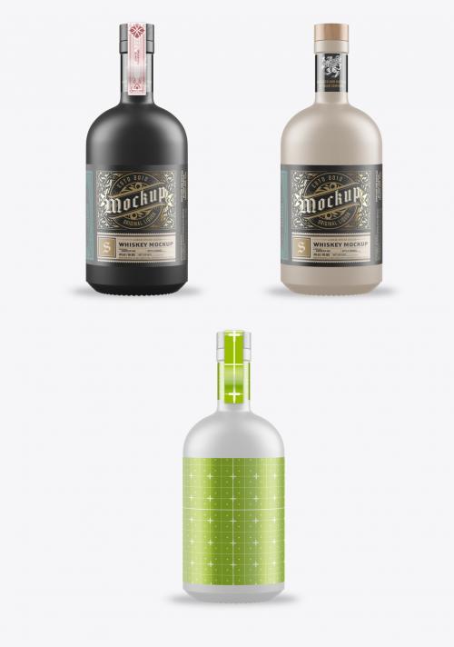 Colored Glass Liquor Bottle Mockup