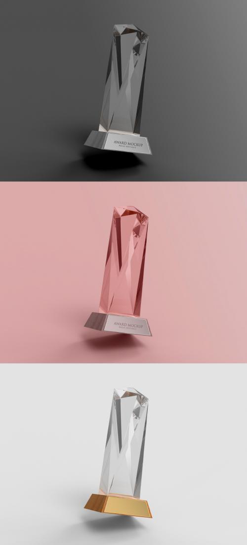 Floating Glass Trophy Mockup