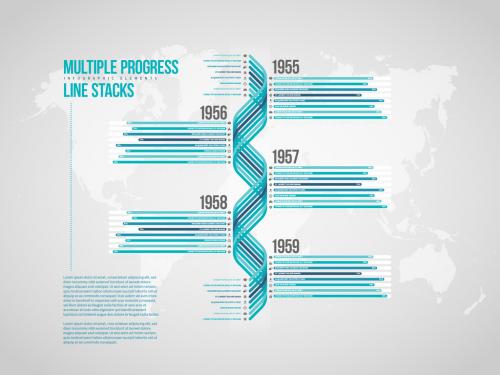 Multiple Progress Line Stacks Infographic