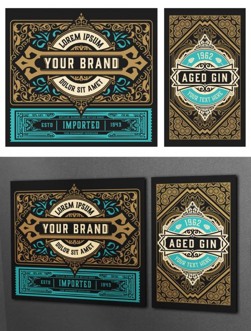 Set of 2 Vintage Labels for Packing