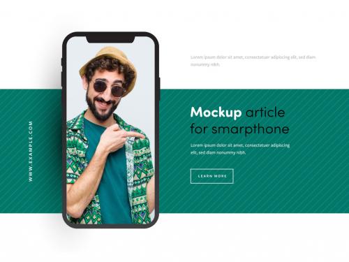 Smartphone Mockup Layout with Teal Accent