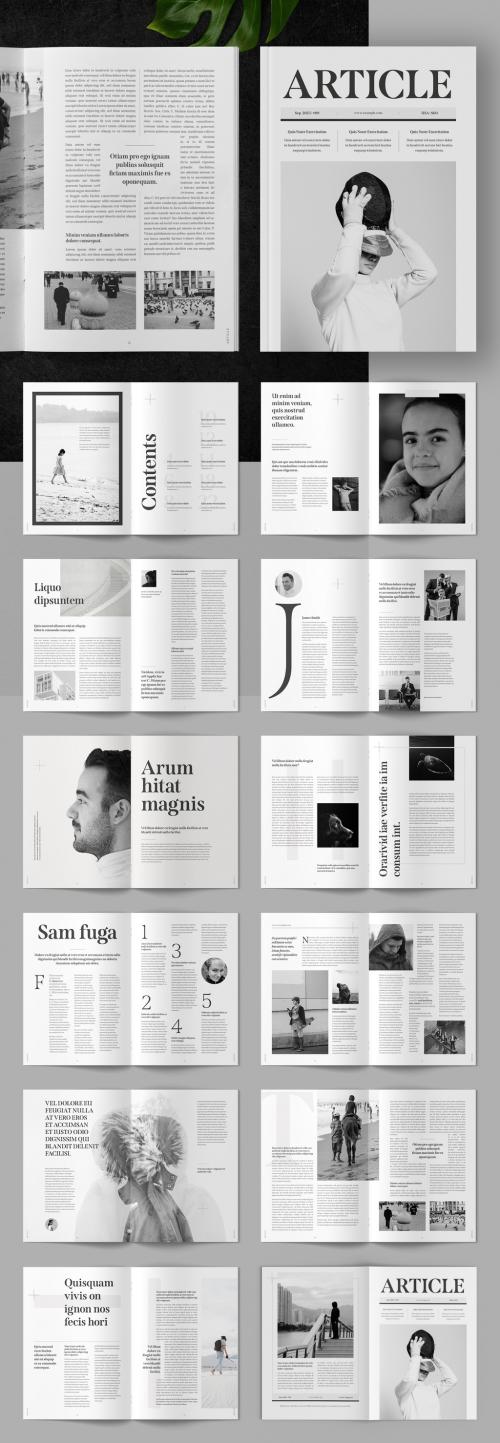 Magazine Layout with Gray Accents
