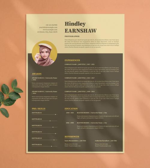 Resume Layout with Golden Accents