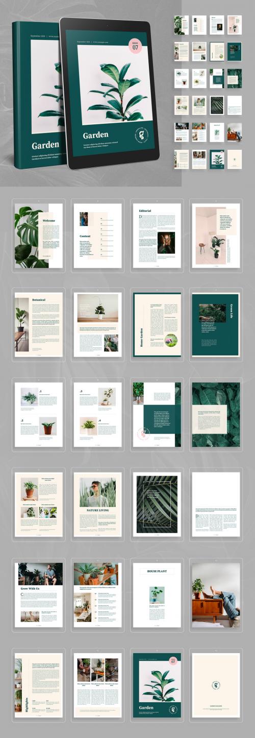 Garden Botanical Digital Layout with Green Accents