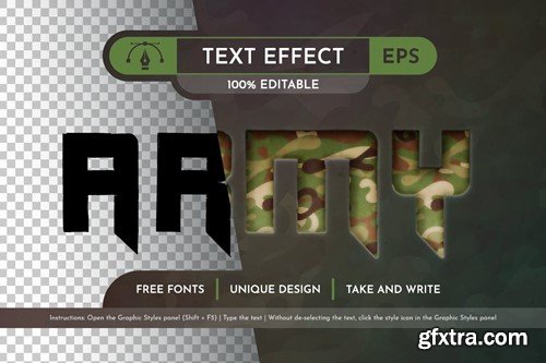 Army Editable Text Effect, Graphic Style CAEFMHR