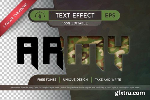 Army Editable Text Effect, Graphic Style CAEFMHR