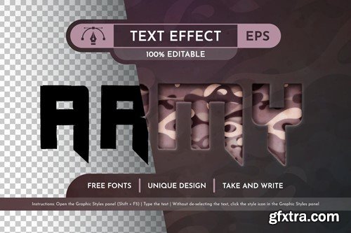 Army Editable Text Effect, Graphic Style CAEFMHR