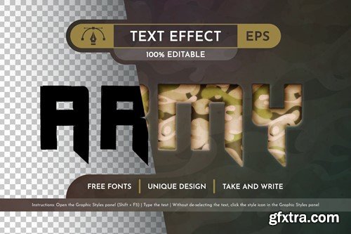 Army Editable Text Effect, Graphic Style CAEFMHR