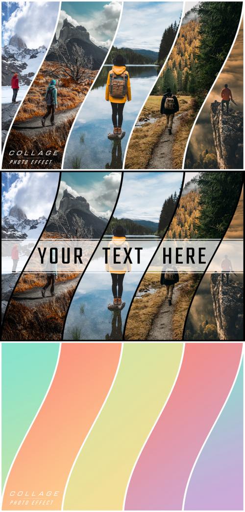 Photo Collage Strip Effect Mockup