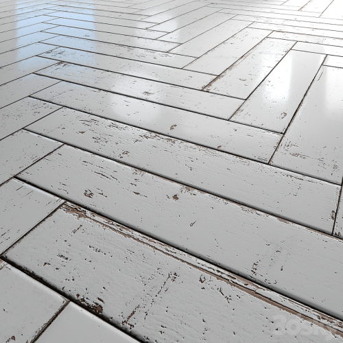 White Painted herringbone parquet - PBR textures