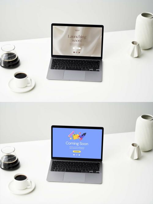 Laptop Mockup with White Elements