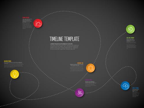 Infographic Dotted Curved Dark Timeline Layout