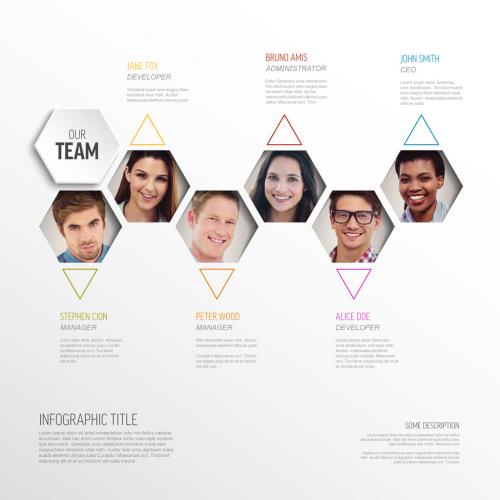 Meet Our Company Team Modern Presentation Layout with Hexagons and Triangles