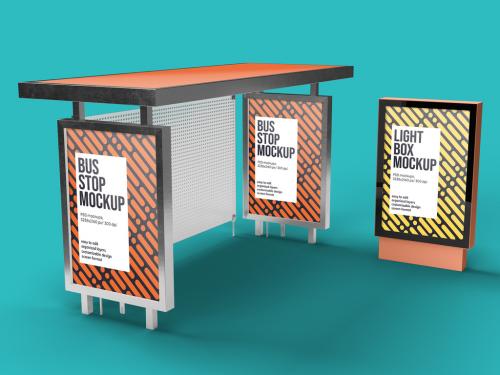 Bus Stop and City Light Poster Mockup Design