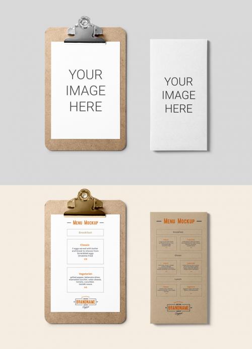 Menu with Paper Sheet Mockup