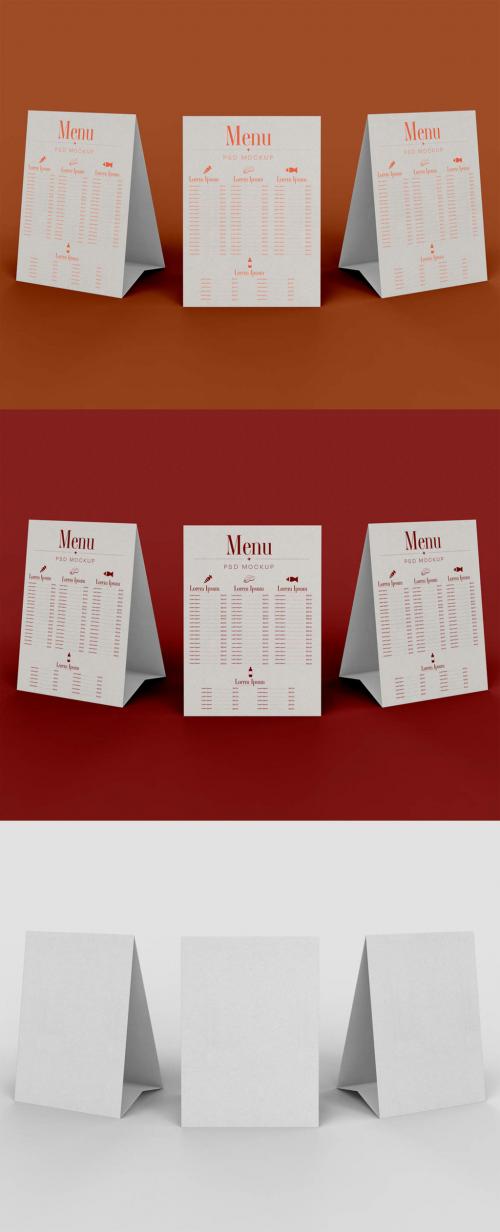 Three Standing Menu Mockup