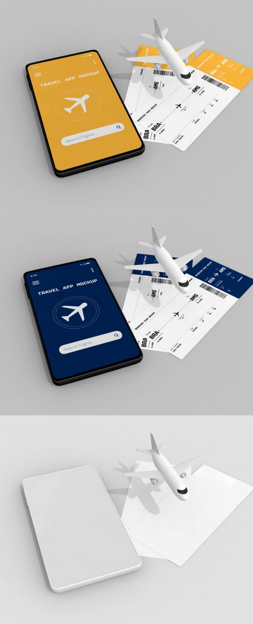 Smartphone with Boarding Pass Mockup