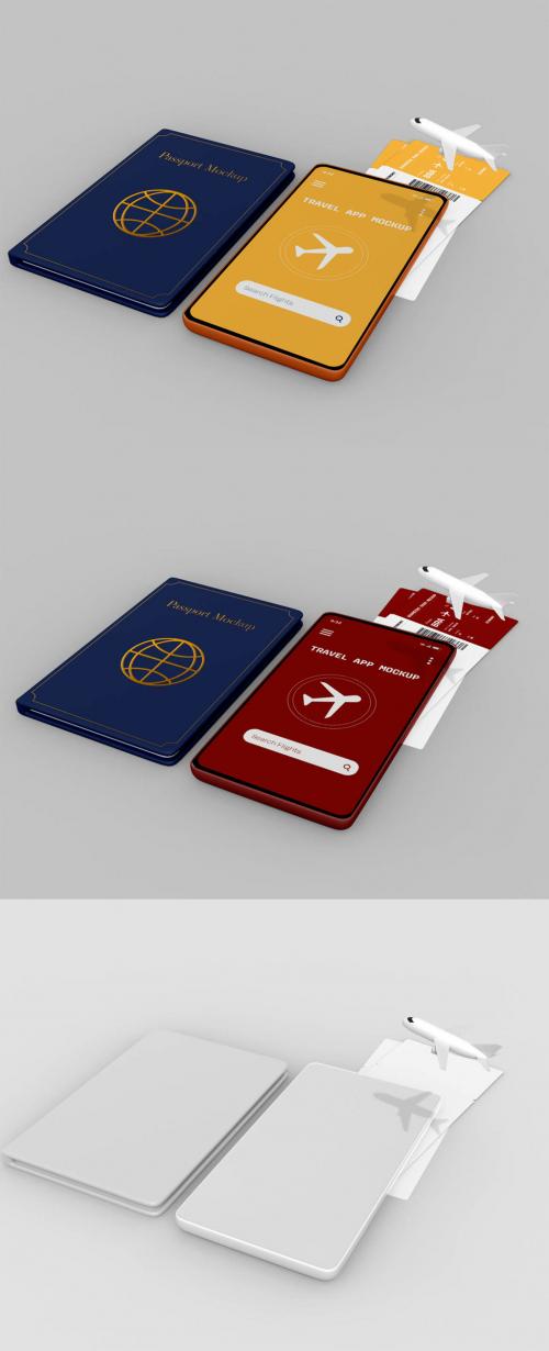 Passport with Smartphone Travel Concept Mockup
