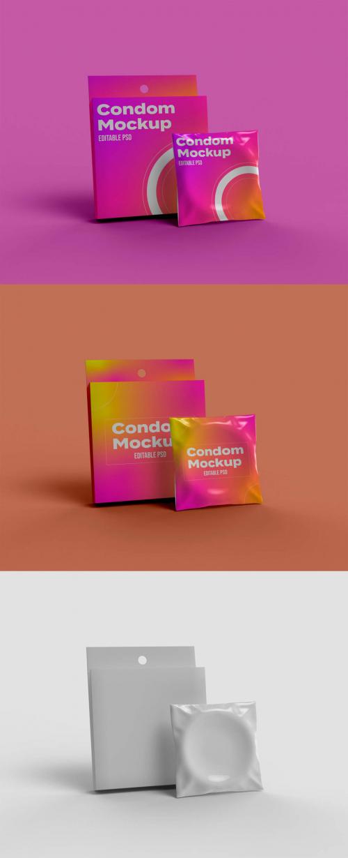 Condom with Box Mockup