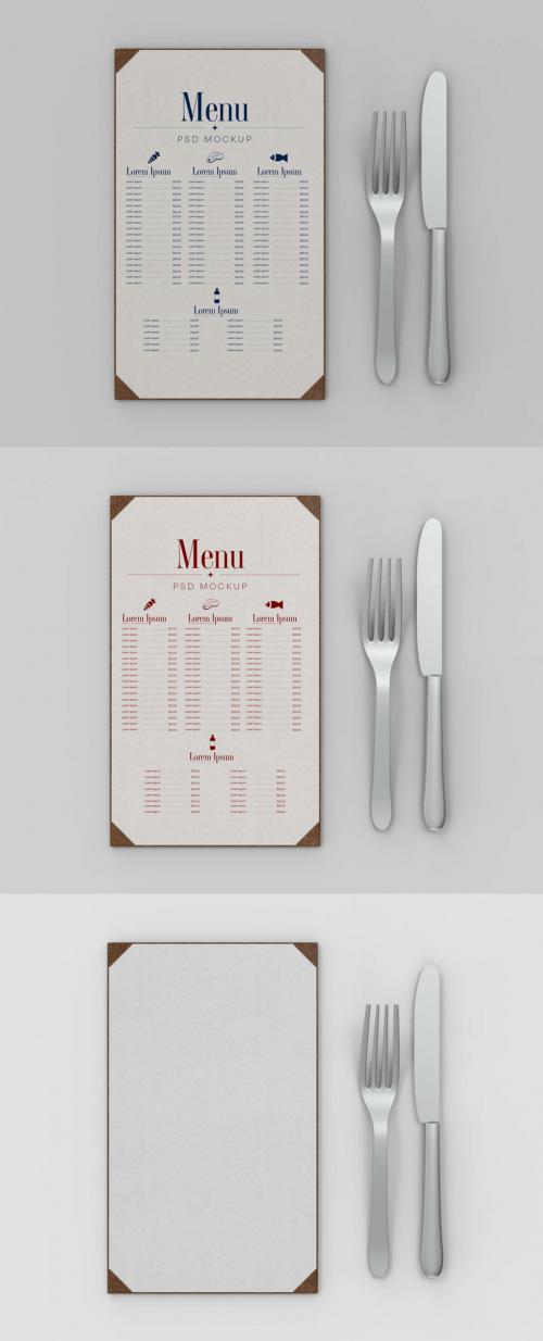 Food Menu with Cutlery Mockup