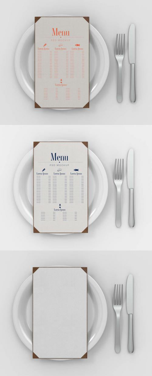 Top View of Dinner Menu Mockup