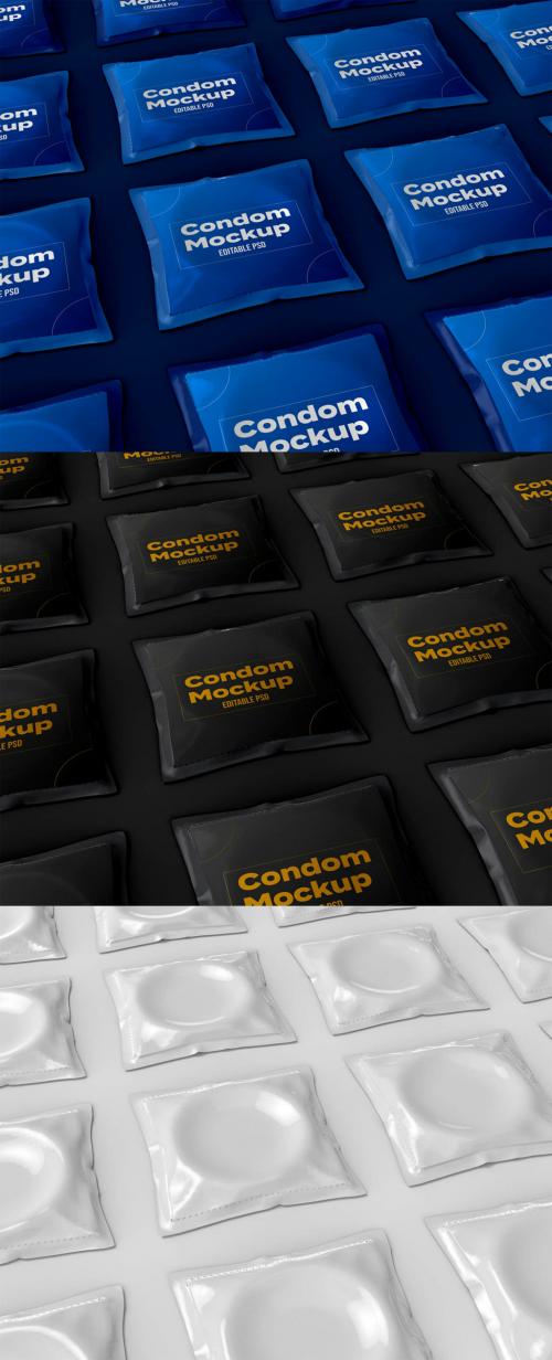 Set of Condoms Mockup