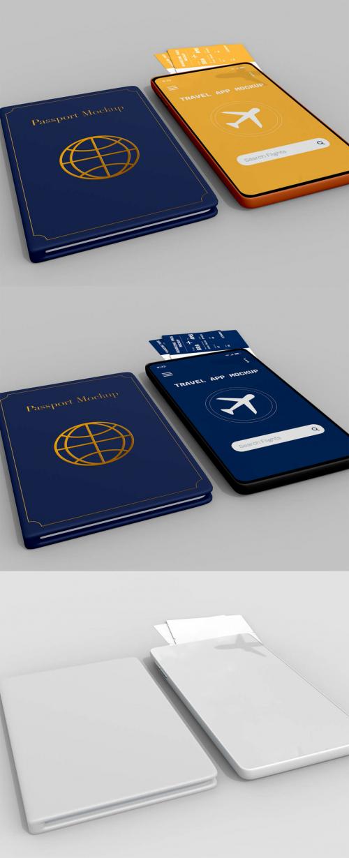 Travel Passport with Smartphone Mockup