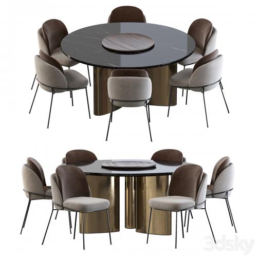 Modern Baron Sea Foam Dining Chair and Round table