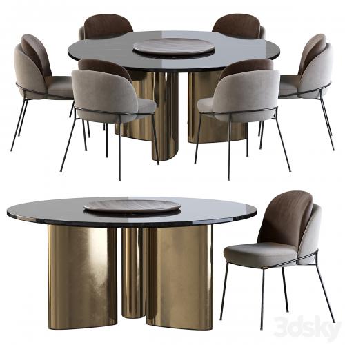 Modern Baron Sea Foam Dining Chair and Round table