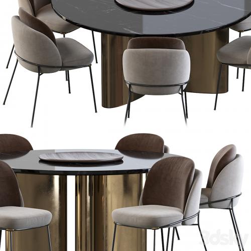 Modern Baron Sea Foam Dining Chair and Round table