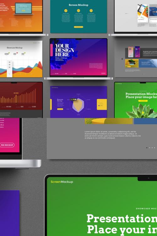 Laptop and Devices Presentation Showcase Mockup Set