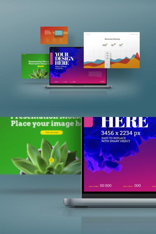 Laptop and Devices Presentation Showcase Mockup Set