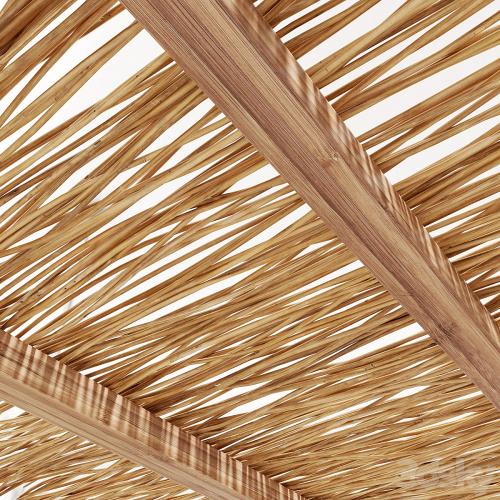 Ceiling wood thin branch beam n1 / Wooden ceiling made of thin branches on beams