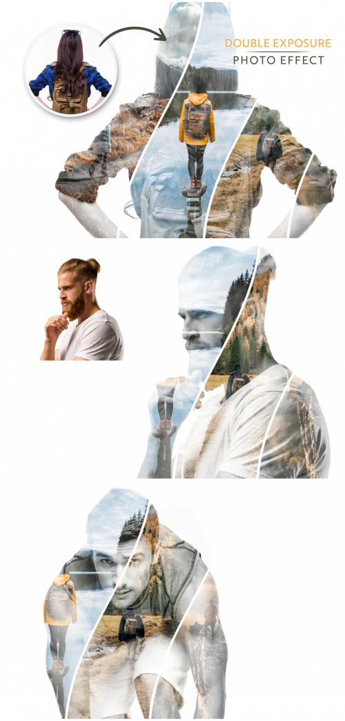 Photo Collage Double Exposure Strip Effect Mockup