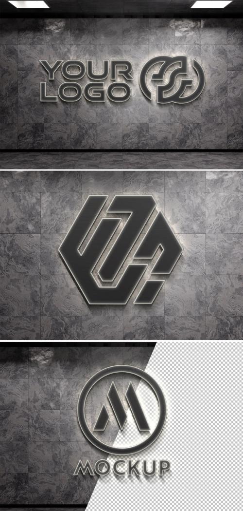 Neon Logo Mockup on Underground Wall with Glowing 3D Effect