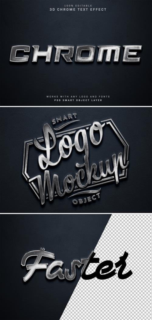 Chrome Metal Text Effect Mockup