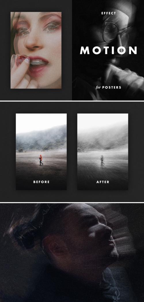 Motion Lens Blur Poster Photo Effect Mockup