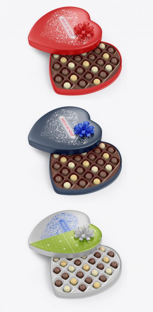 Heart Box Chocolates Mockup